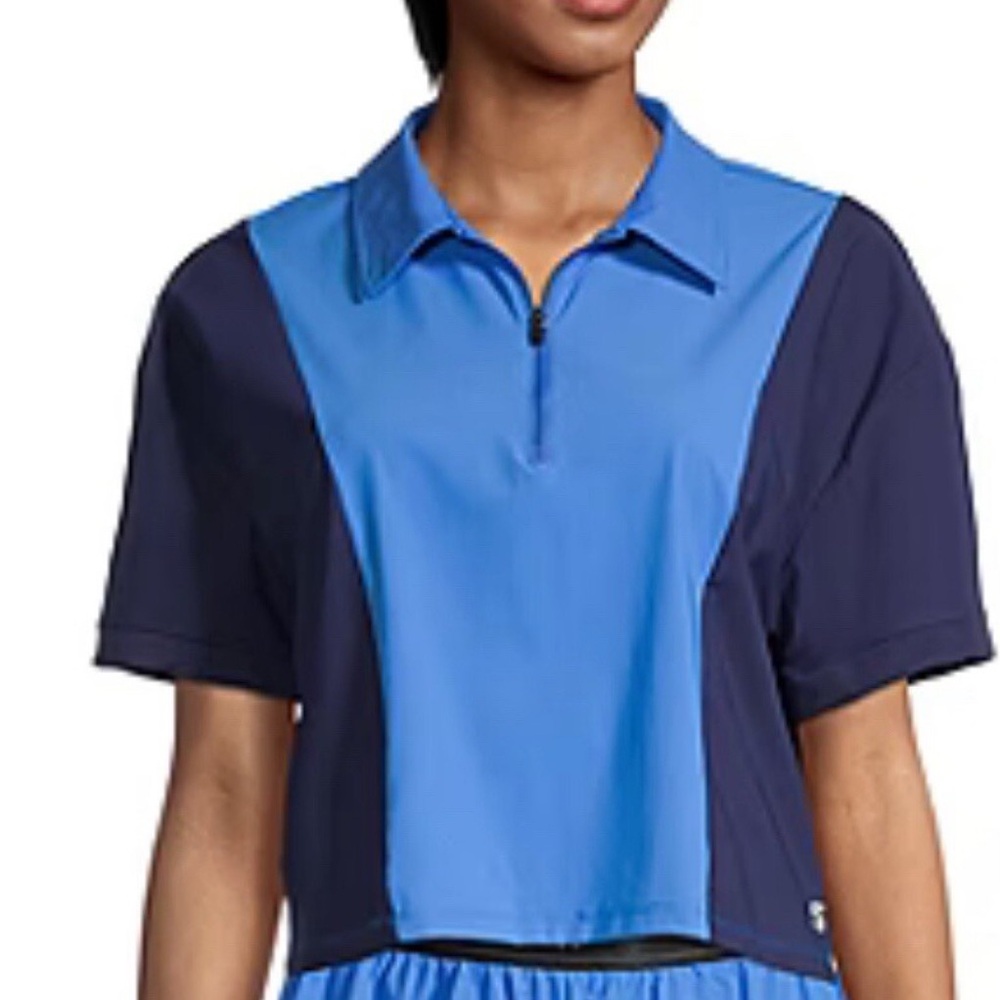 Sports Illustrated women's short-sleeve polo shirt blue 1/4 zipper closure 1X
